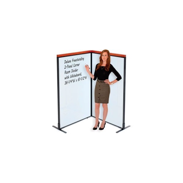 Global Equipment Interion Deluxe Freestanding 2-Panel Corner Room Divider with Whiteboard, 36-1/4"W x 61-1/2"H 695163B - main